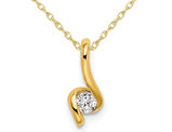 1/10 Carat (ctw H-I, SI1-SI2) Lab-Grown Diamond Solitaire Pendant Necklace in 14K Yellow Gold with Chain